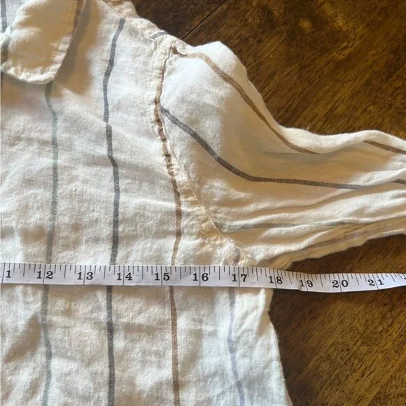 Artisan NY 100% Linen Vertical Stripe Long Sleeve Tunic Size Medium - Picture 6 of 7